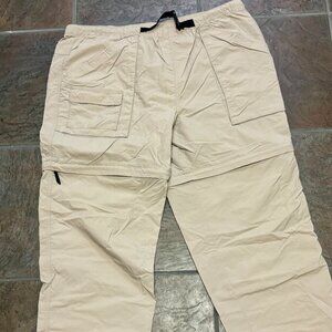 Land's End Men's Convertible Cargo Pants 36-38 L Nylon Hiking Zip Offs Tan Brown